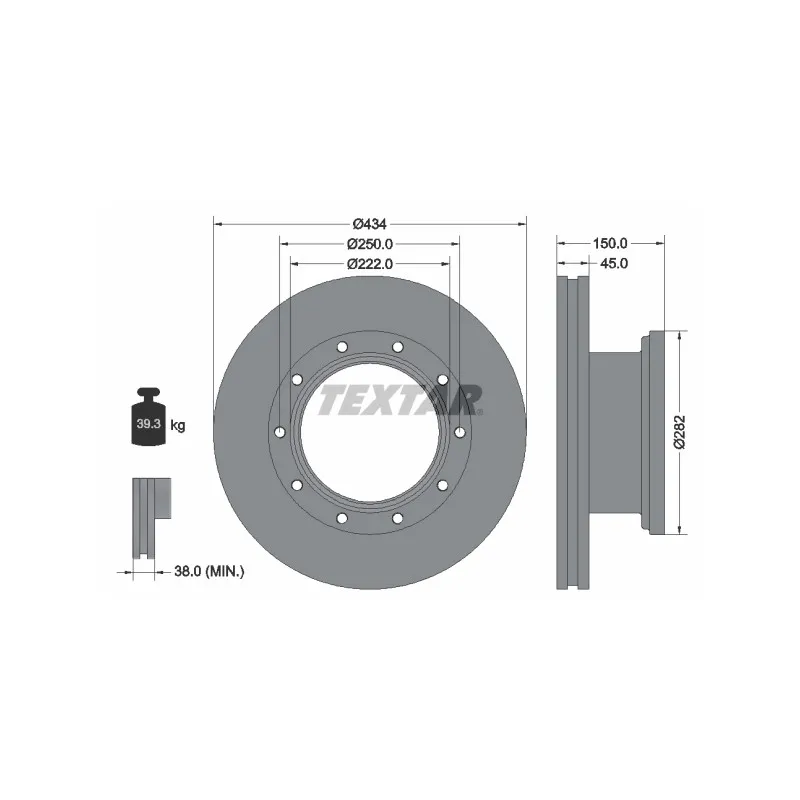 Jeu de 2 disques de frein arrière TEXTAR 93192700