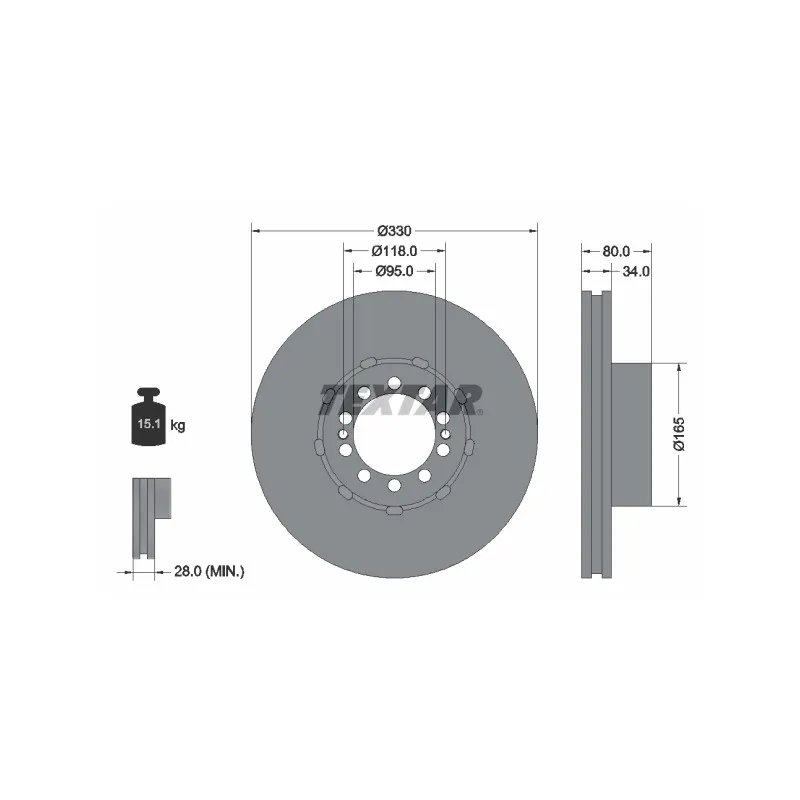 Jeu de 2 disques de frein avant TEXTAR 93192600