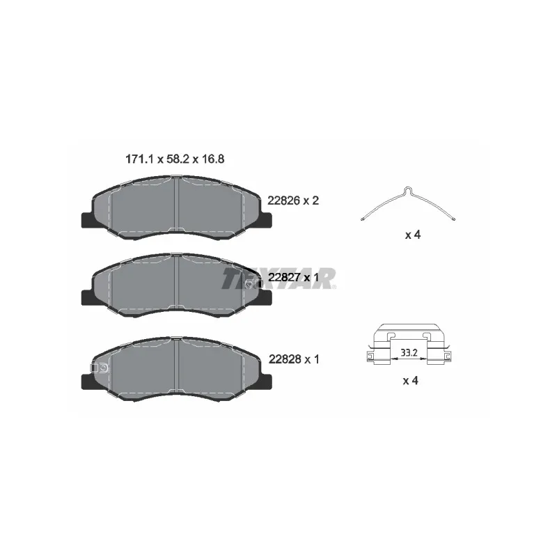 Jeu de 4 plaquettes de frein avant TEXTAR 2282601