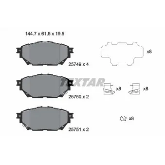 Jeu de 4 plaquettes de frein avant TEXTAR