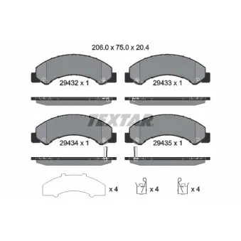Jeu de 4 plaquettes de frein avant TEXTAR