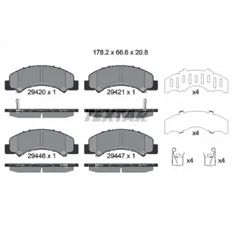 Jeu de 4 plaquettes de frein arrière TEXTAR