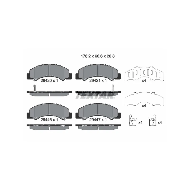Jeu de 4 plaquettes de frein arrière TEXTAR 2942001