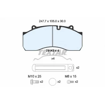 Jeu de 4 plaquettes de frein arrière TEXTAR 2914302