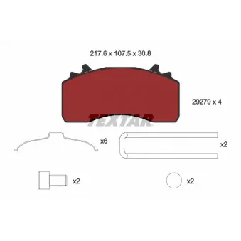 Jeu de 4 plaquettes de frein avant TEXTAR 2927901