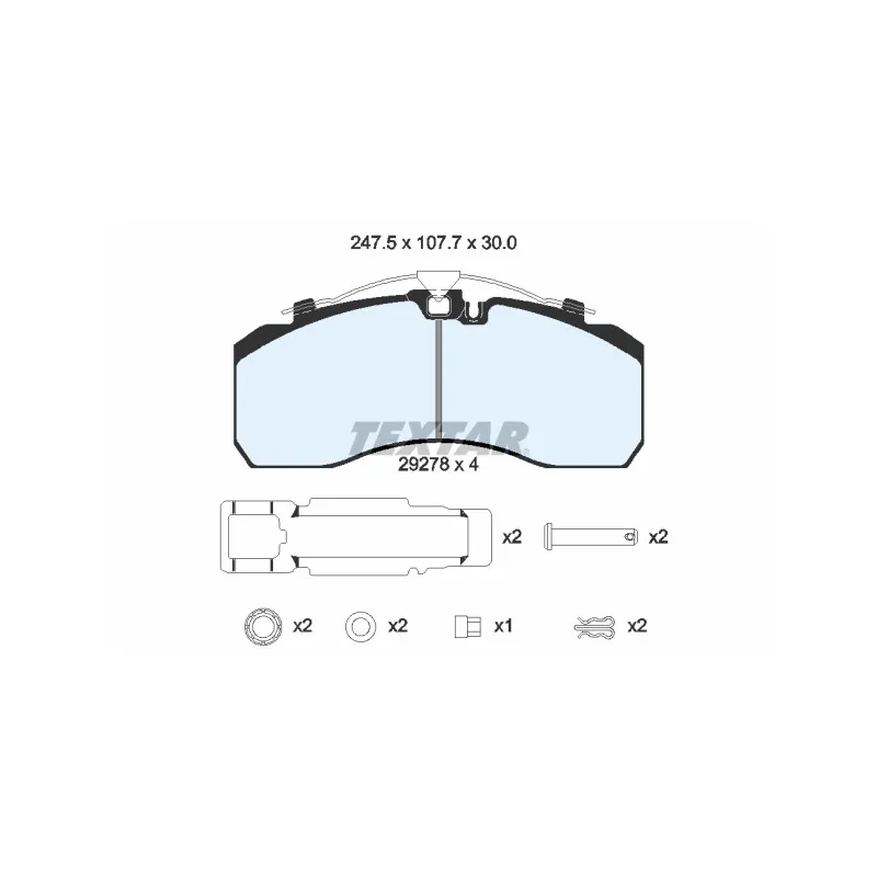 Jeu de 4 plaquettes de frein avant TEXTAR 2927802