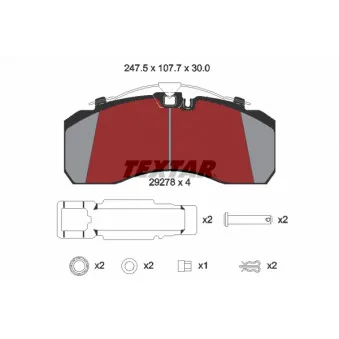 Jeu de 4 plaquettes de frein arrière TEXTAR 2927803