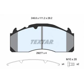 Jeu de 4 plaquettes de frein avant TEXTAR