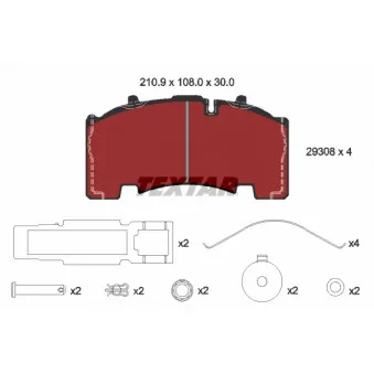 Jeu de 4 plaquettes de frein arrière TEXTAR