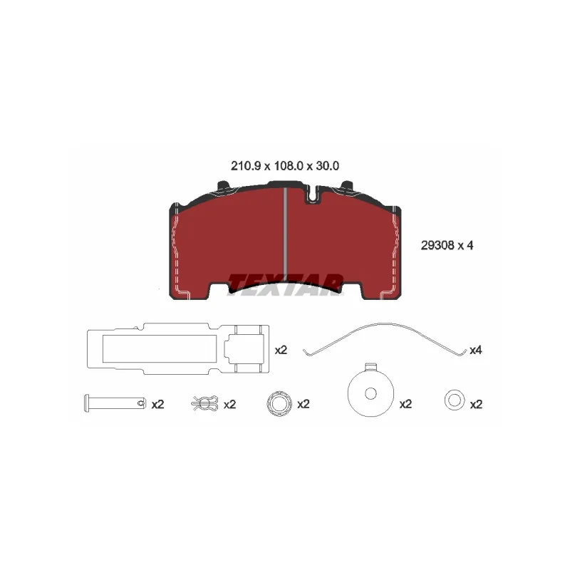 Jeu de 4 plaquettes de frein arrière TEXTAR 2930801