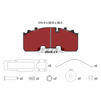 Jeu de 4 plaquettes de frein arrière TEXTAR 2930601