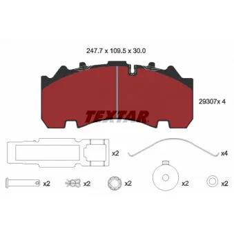 Jeu de 4 plaquettes de frein arrière TEXTAR
