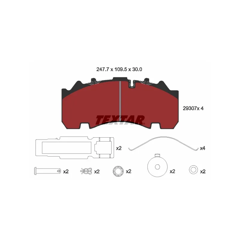Jeu de 4 plaquettes de frein arrière TEXTAR 2930701