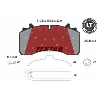 Jeu de 4 plaquettes de frein arrière TEXTAR 2933601