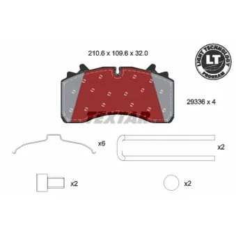 Jeu de 4 plaquettes de frein arrière TEXTAR 2933606