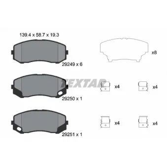Jeu de 4 plaquettes de frein avant TEXTAR