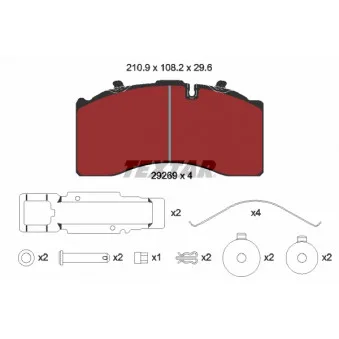 Jeu de 4 plaquettes de frein arrière TEXTAR