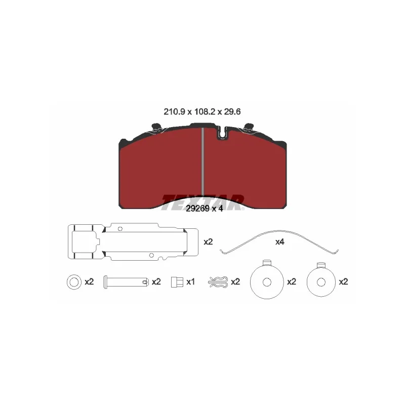 Jeu de 4 plaquettes de frein arrière TEXTAR 2926901