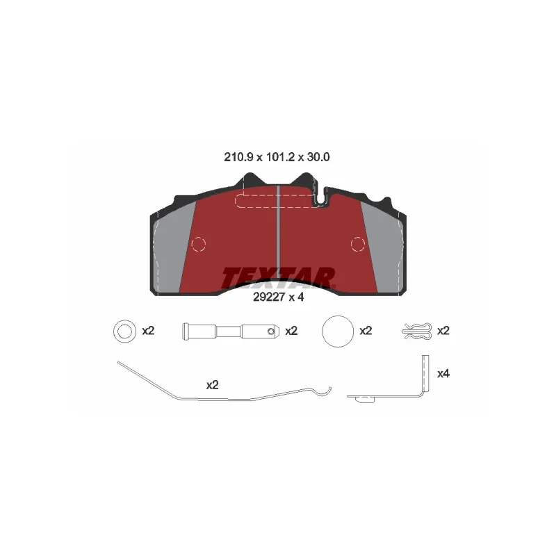 Jeu de 4 plaquettes de frein avant TEXTAR 2922701