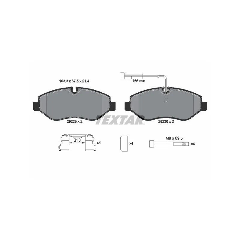 Jeu de 4 plaquettes de frein avant TEXTAR 2922902
