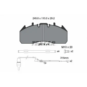Jeu de 4 plaquettes de frein avant TEXTAR 2917403