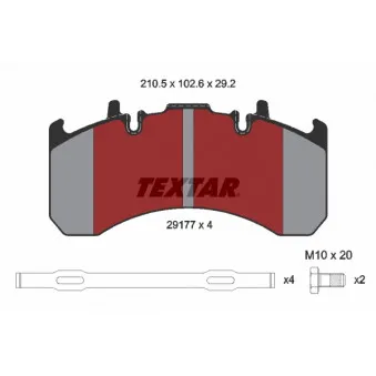 Jeu de 4 plaquettes de frein arrière TEXTAR 2917704