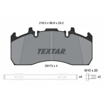 Jeu de 4 plaquettes de frein TEXTAR 2917301