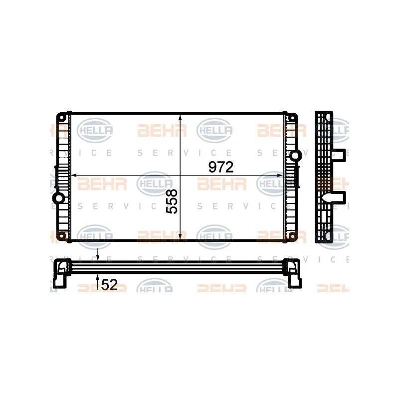 Radiateur, refroidissement du moteur HELLA 8MK 376 792-231