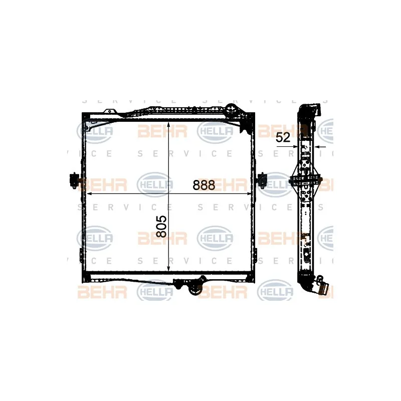 Radiateur, refroidissement du moteur HELLA 8MK 376 906-291