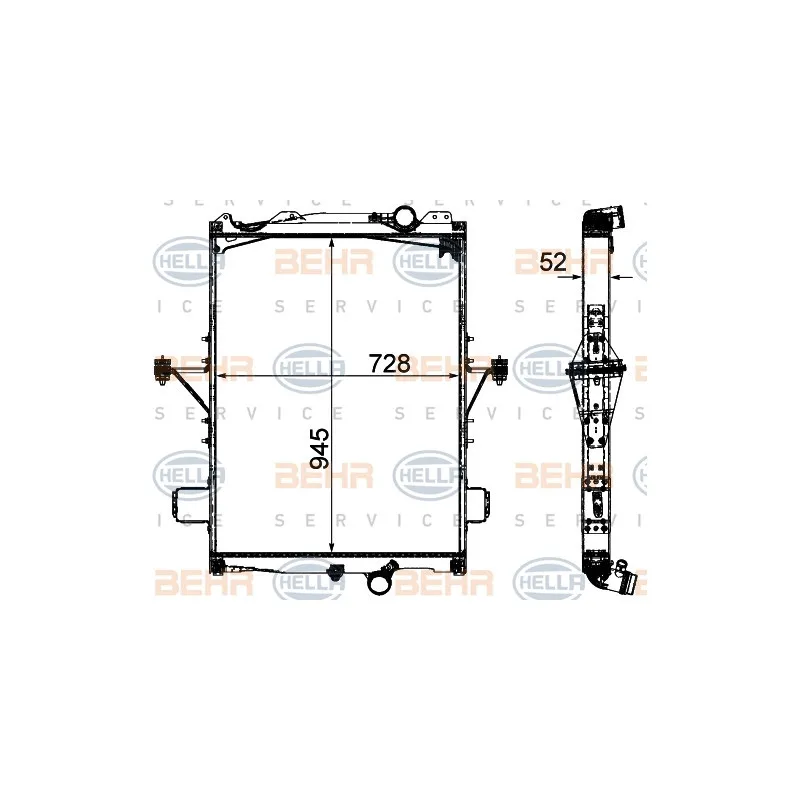Radiateur, refroidissement du moteur HELLA 8MK 376 906-331