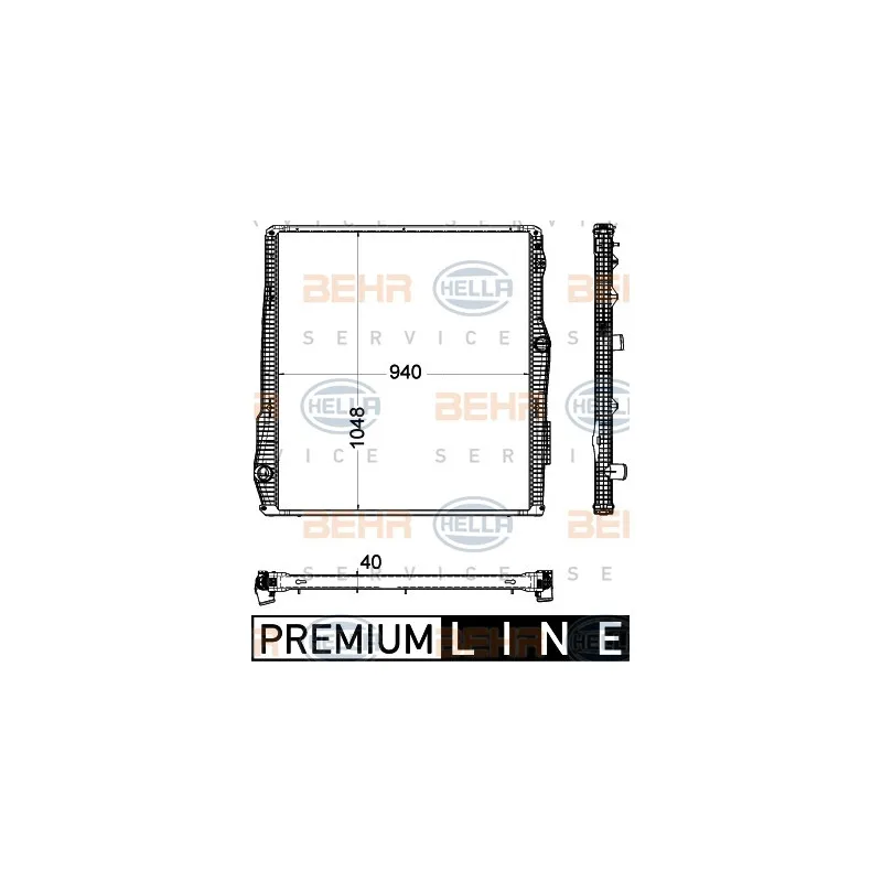 Radiateur, refroidissement du moteur HELLA 8MK 376 906-311