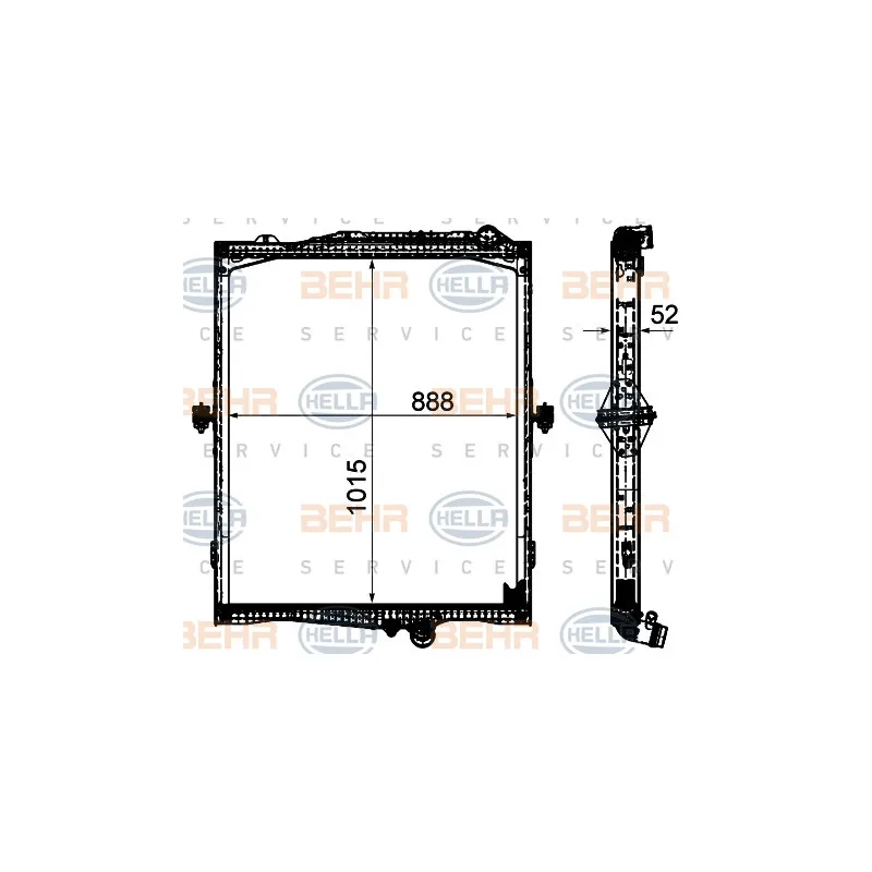 Radiateur, refroidissement du moteur HELLA 8MK 376 906-321