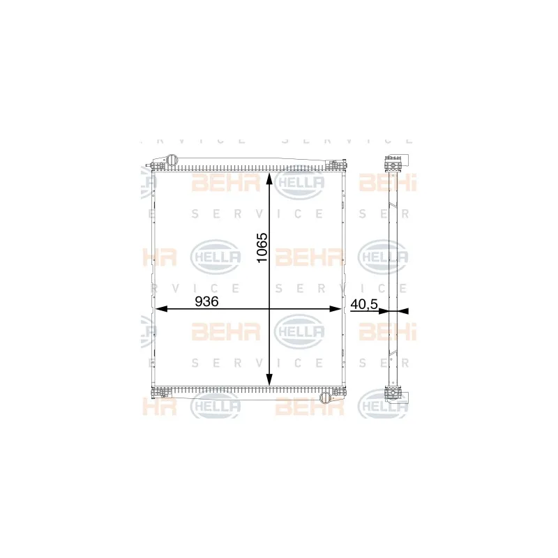 Radiateur, refroidissement du moteur HELLA 8MK 376 755-434
