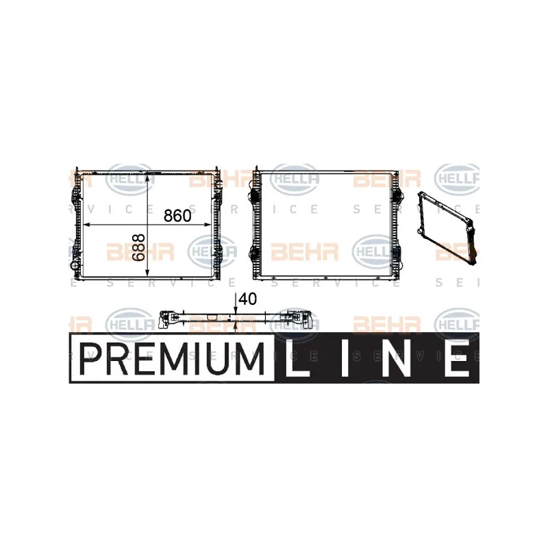 Radiateur, refroidissement du moteur HELLA 8MK 376 756-171