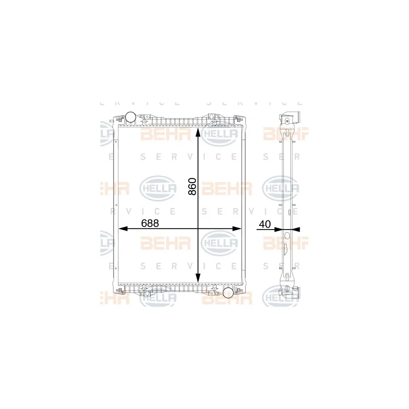 Radiateur, refroidissement du moteur HELLA 8MK 376 756-174
