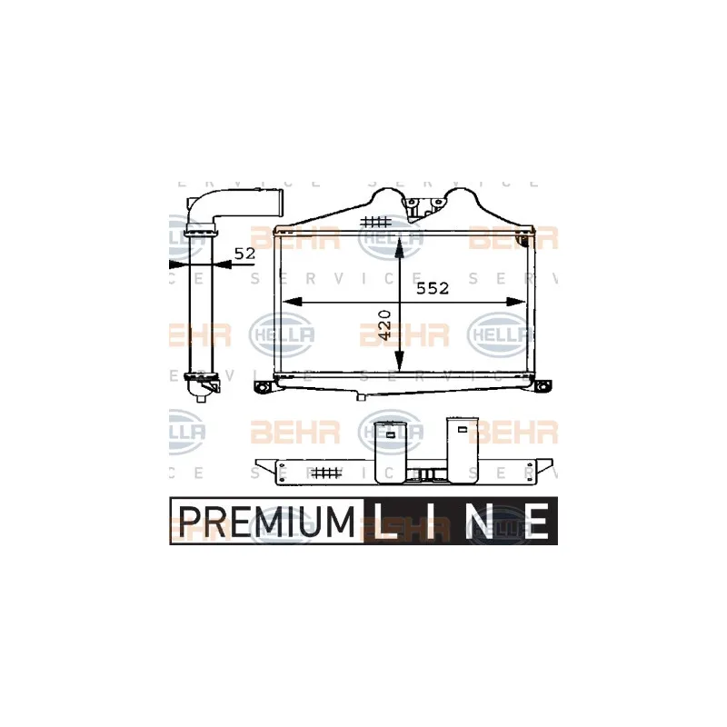 Intercooler, échangeur HELLA 8ML 376 723-731