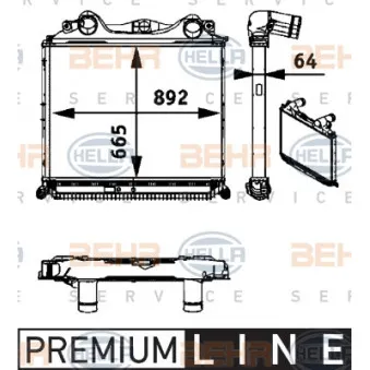 Intercooler, échangeur HELLA 8ML 376 724-371