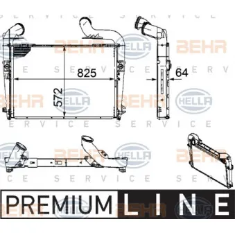 Intercooler, échangeur HELLA 8ML 376 756-181