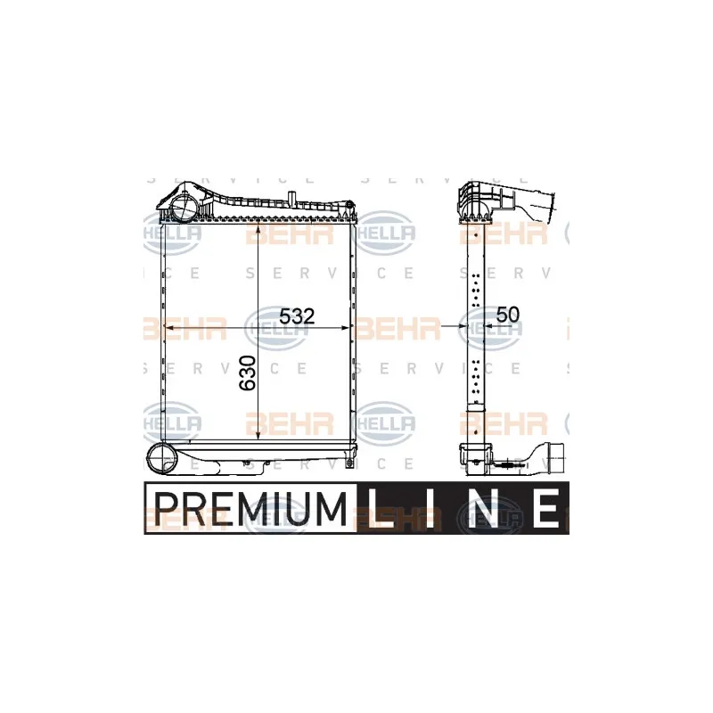 Intercooler, échangeur HELLA 8ML 376 756-091