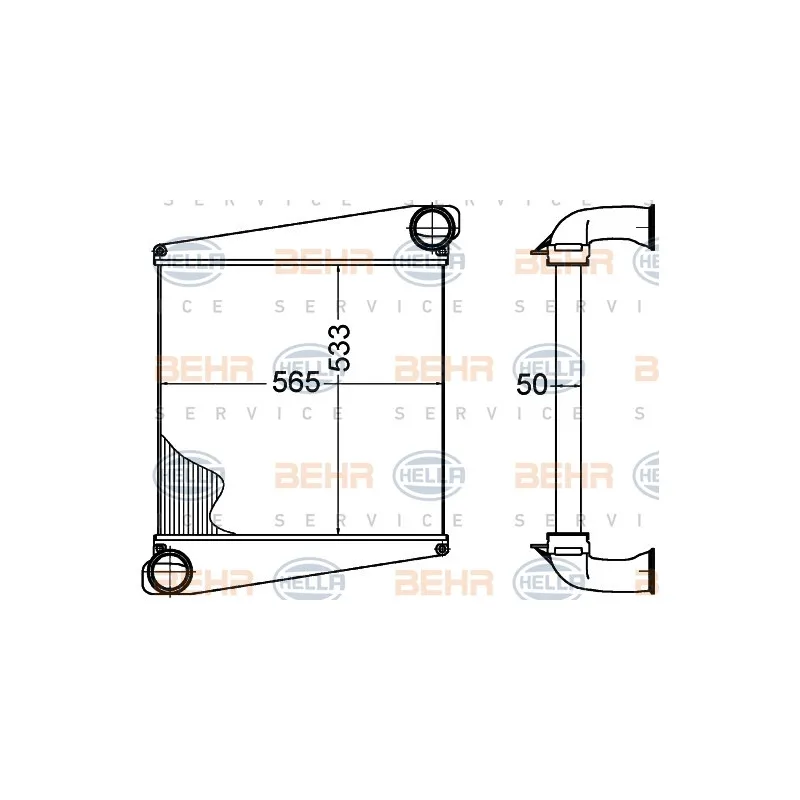 Intercooler, échangeur HELLA 8ML 376 758-181