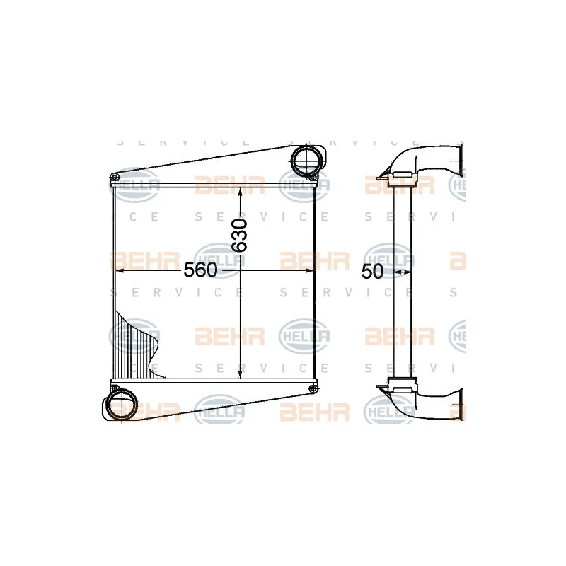 Intercooler, échangeur HELLA 8ML 376 758-191