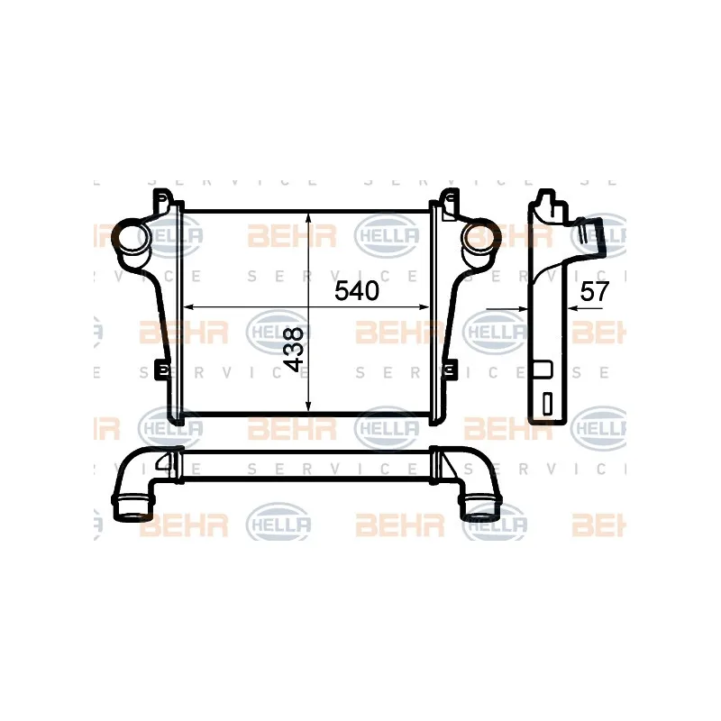 Intercooler, échangeur HELLA 8ML 376 792-021
