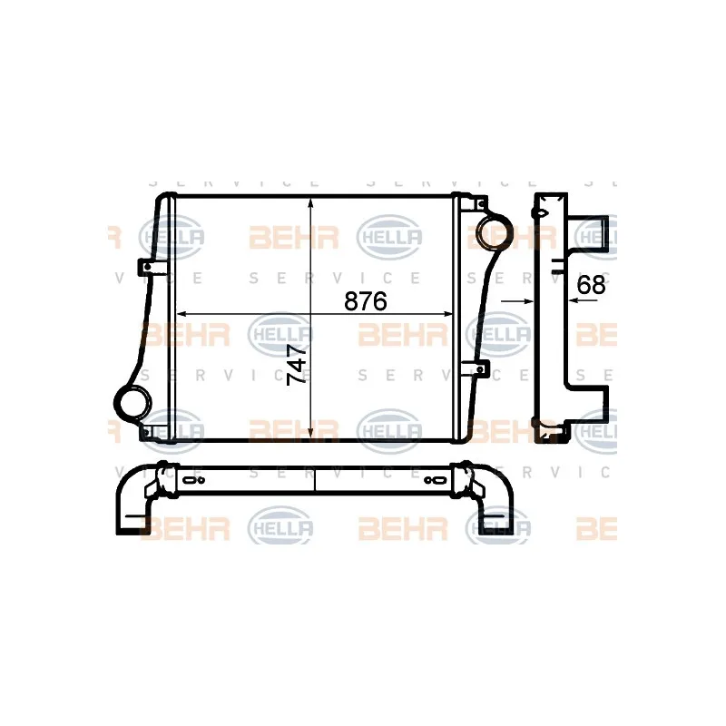 Intercooler, échangeur HELLA 8ML 376 792-041