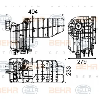 Vase d'expansion, liquide de refroidissement HELLA