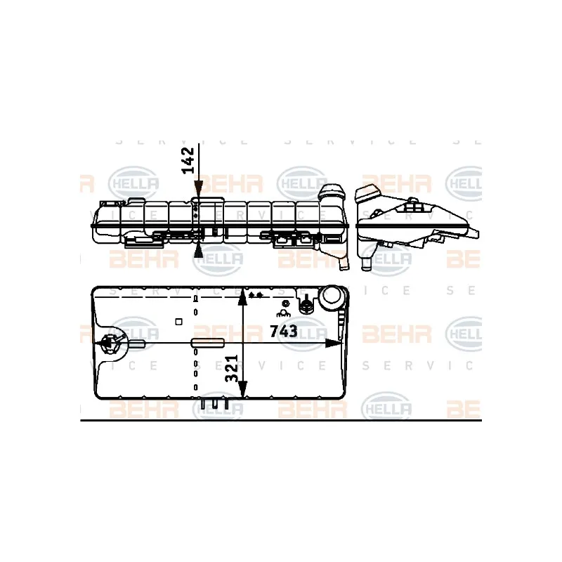 Vase d'expansion, liquide de refroidissement HELLA 8MA 376 705-384