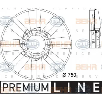 Roue du souffleur, refroidissementdu moteur HELLA