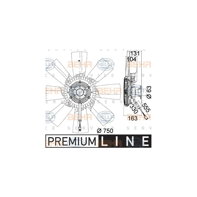Ventilateur, refroidissement du moteur HELLA 8MV 376 758-281