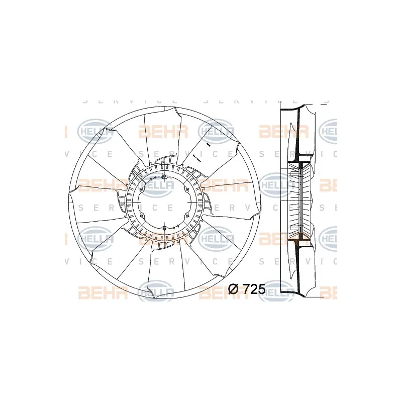 Roue du souffleur, refroidissementdu moteur HELLA 8MV 376 758-251