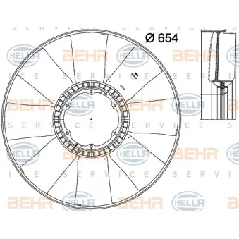 Roue du souffleur, refroidissementdu moteur HELLA 8MV 376 791-291