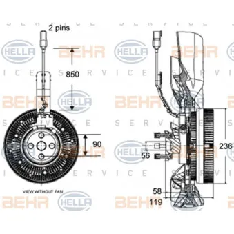 Embrayage, ventilateur de radiateur HELLA